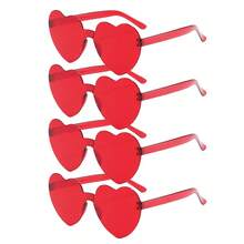 10/15pcs Frameless Heart Shaped Black , Funny Heart Shaped Glasses Suitable For Party, Christmas Gifts - Red - View 9