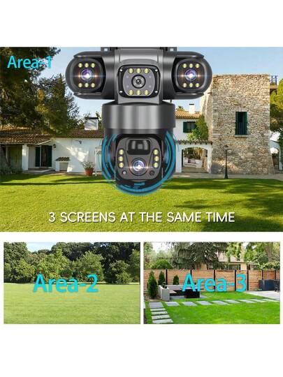 V380Pro Wireless Remote Camera, 2.4GHz WiFi Outdoor Solar Powered Surveillance 360° No Dead Angle View, 15MP HD, Dual Way Audio, Motion Tracking, Alarm Push, Outdoor, Sports Field, Ranch, Garden Other Monitoring, Built In Battery Pack, Panel Year Round Uninterrupted Operation view 2