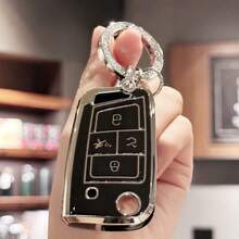 Key Fob Cover With Keychain For Accessories For Atlas For Golf For GTI For Jetta For Tiguan Car Key Case, Full Protection, 4 Buttons Christmas Gift - Multicolor - View 18