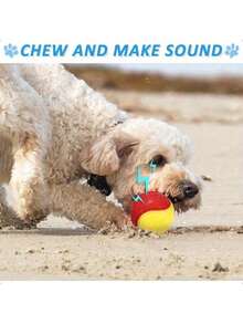 1个 - 吱吱作响的狗狗球 - 高弹TPR橡胶玩具，适合互动玩耍，缓解出牙不适，2.5英寸，鲜艳色彩（黄、蓝、红、紫、绿） - 可搭配发射器进行趣味训练、捡球游戏和泳池游戏 - 活力狗狗球 - 发射器