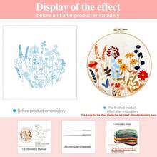 Sunflower & Bee Embroidery Kit For Beginners, Includes 11CT Printed Fabric Pattern, Full Tool Set, And DIY Craft Instructions