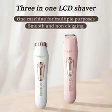 1pc Multifunctional Shaver, 3-In-1 Ladies' Shaver, USB Rechargeable, Smart LCD Display, Home Underarm Epilator, Ladies' Home Eyebrow & Nose Hair Trimmer, Battery Capacity: 150mAh