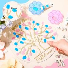 Gender Reveal Fingerprint Tree Boy Or Girl Party Ideas Baby Shower Guest Book Party Game Gender Reveal Party Supplies For Baby Shower He Or She Party Keepsake(Classic) - Multicolor - View 6