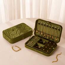 1pc Luxury Jewelry Box Organizer - Large Capacity Jewelry Storage Case With Soft Velvet-Lined Compartments, Elegant Burgundy/Deep Red - Portable Jewelry Organizer Box For Women, Birthday & Christmas Gifts For Her, Large Jewelry Box, Secure Clasp Closure, Jewelry Boxes