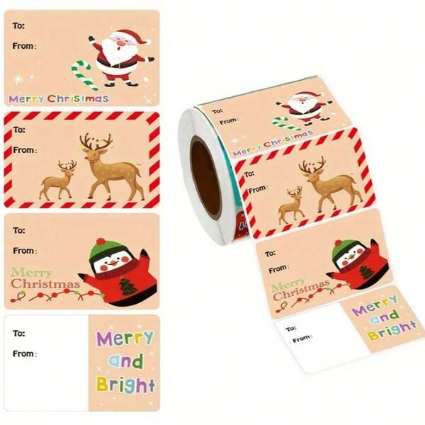 200/500/1000 piezas Etiquetas de Navidad de 2" X 1.5" escribibles | Etiquetas multiusos para empaquetar regalos de Navidad, etiquetas diarias generales, estilos surtidos Navidad Decoraciones de Navidad Pijamas de Navidad Regalos de Navidad Decoración navideña