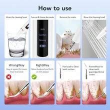 Ultrasonic Teeth Cleaner, Electric Teeth Cleaner, Timing Function, 3 Cleaning Modes, Built-In Lighting Spotlight, Suitable For Home, Office And Travel. - White - View 7
