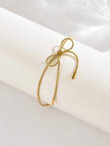 1 件精致金色蝴蝶结手链，细链设计打造柔和的蝴蝶轮廓，紧密贴合手腕，为腕间增添优雅、甜美的魅力 - 金黃色 - 查看 6