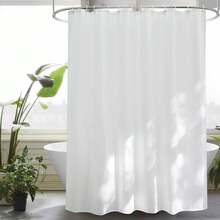 EurCross Shower Curtain, 180 X 200 Cm, White Textile, Anti-Mould, Waterproof And Quick-Drying, Washable, High-Quality Fabric Shower/Bath Curtain, 1.8 X 2 M Long, With 12 Rings