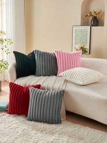 1pc Solid Color Cushion Cover, Multi-Color Options, Warm And Comfortable, Plush Surface, Zipper Closure, Insert Not Included, Fits 12x20/16x16/18x18 Inch, Machine Washable, Autumn Decor, Room Decor, Back To School, School Supplies - Multicolor - View 1