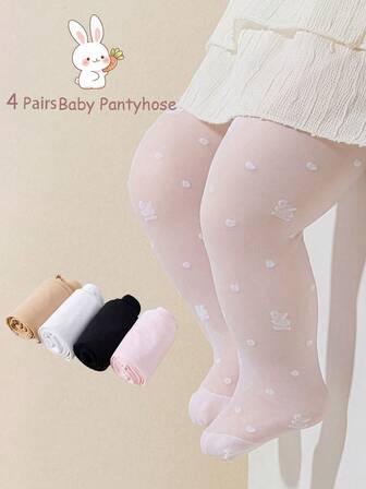 4双女童夏季透气可爱小兔子超薄网眼连裤袜婴儿紧身裤