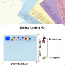 1pc Large 50 X 40cm Silicone Art Mat, Silicone Drawing Pad Suitable For Children And Adults DIY, Suitable For Painting, Desk, Resin And Play