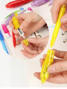 Fluorescent Pen Highlighter Marker, Glow In The Dark Invisible Light Up Magic Pen, Multi-Function LED Pen, UV Disappearing Invisible Pen - Multicolor - View 7