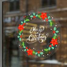 1pc Custom Designed Window Decal, Personalize Your Design, Christmas Wreath, Christmas Store Window Supplies, Store Exterior Wall Sign, Applicable To Car Windows, Store Glass Exteriors