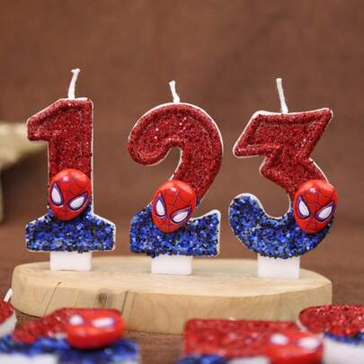 Marvel 1 pezzo Candela numerale a forma di Spider-Man degli Avengers Marvel, decorazione per torta di compleanno, decorazione fai-da-te per torta di compleanno, candela a forma numerale, decorazione per vacanze come compleanno, Ognissanti, Natale, ritorno a scuola