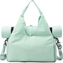 Bolsa de Deporte para Gimnasio, Compartimento para Zapatos y Bolsa Impermeable Bolsa de Deporte para Gimnasio, Bolsa Tote de Yoga Fitness para Entrenamiento, Yoga, Viajes - Verde - Ver 13