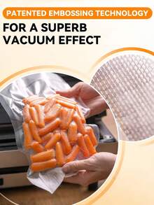 50个优质真空封口袋，可重复使用，密封，保鲜，压缩密封厨房真空袋，食品真空封口机食品储存袋，适用于水果、蔬菜、谷物、肉类、熟食、厨房用品 - 白色 - 查看 4