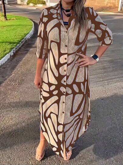 Women's Casual Three Quarter Length Sleeve Shirt, Street & Outdoor Wear