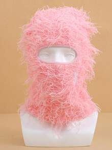 1 Piece Men's Solid Color Autumn And Winter Mask Classic Embroidered Balaclava Outdoor Ski Mask Personalized Tassel Headgear - Pink - View 9