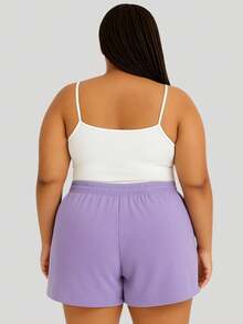 Kit 2 Shorts Plus Size Duna Fabric Women's Comfort, Lightness And Basic Style Everyday - 黑色和淡紫色 - 查看 6