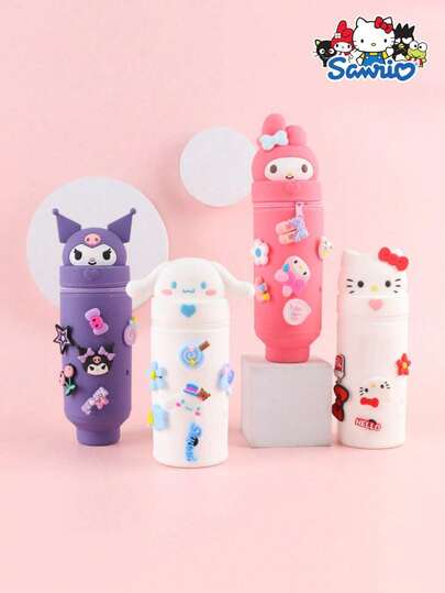 Sanrio 1 Stück Sanrio DIY Silikon Cartoon Federmäppchen, sehr attraktive Aufbewahrung, großes Fassungsvermögen, Schüler Loch Stiftbeutel