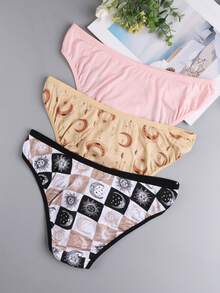 6 Pack Women's Low Waist Printed Underwear, Soft Comfortable Casual Loose-Fit Panties, All Season Wear, Multi-Color Design,,Plus Size Summer - 彩色 - 查看 3