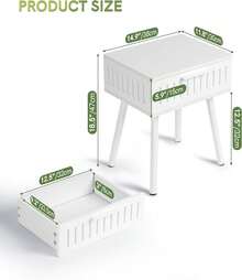 SUMGAR Nachttisch 2er Set Weißer Beistelltisch mit Schublade Modern Nachtschrank kleines Bedside Table mit Beine aus Massivholzholz 30 cm Breit Nachtkästchen für Schlafzimmer Wohnzimmer Zimmer Deko