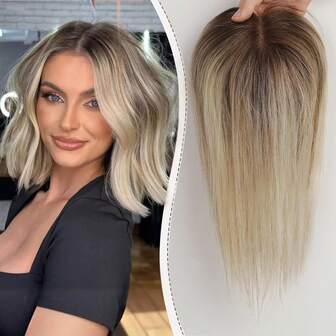 Human Hair Topper For Women 3.5*4 Inch Real Human Hair 10 Inch Top Hairs Extensions Pieces Upgrade Lace Base Toppers