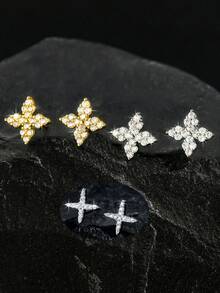 1对/2件 时尚朋克十字架耳钉，男女通用耳环，适合日常佩戴和派对，可作为返校、万圣节、圣诞节、情人节、新年礼物 - 彩色 - 查看 13