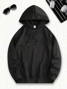 Nueva sudadera con capucha de moda para hombres con un diseño de coche genial, perfecta para uso diario casual. Tiene un cordón ajustable, forro de felpa y gráficos de personajes únicos con impresiones de letras en inglés, junto con un bolsillo canguro frontal. - Negro - Ver 4