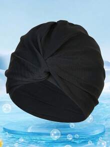 Women's Long Hair Black Swimming Cap, Fabric Swimming Cap, Soft & Pressure-Free Swimming Cap, Stretchy Fabric Won't Squeeze Head, High-End Swimming Cap, Beach Accessory, Swimming Pool Floater - Multicolor - View 10