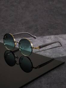 1pc Unisex Fashion Glasses, Made Of Metal & Plastic, Solid Color Pattern, Retro Style, Round Frame, Suitable For Daily Use, Street Photography, Driving, Hiking, Beach, Parties & Gatherings, Great Gift, Fits All Face Shapes, High Quality