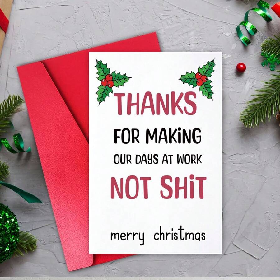 1 件。感谢您让我们的工作日不那么忙碌 - 圣诞快乐 - 有趣可爱的圣诞贺卡 - 送给朋友、家人或同事的节日礼物 - 均碼 - 查看 1