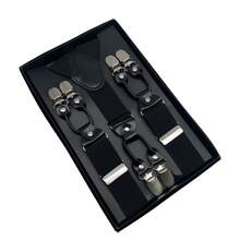 6 Clips Men's Suspenders Gentleman Boxed Suspenders Suspenders Clips In Stock Suit Suspender Suitable As A Gift For Boyfriend - Width 3.5cm