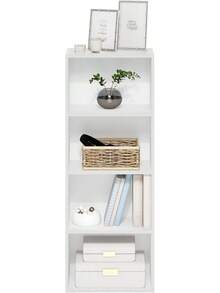 Estante de Libros Abierto de 4 Niveles, Color Blanco, Estante Decorativo para Libros y Objetos, Ideal para Sala de Estar, Dormitorio y Oficina - Blanco/celeste - Ver 11