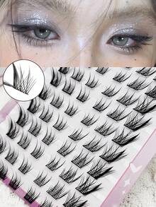 60簇，9-14毫米，狐狸眼款，C型卷翘，加长眼尾，Sudaji假睫毛分段簇状，自然卡通风格 - C/D 混合 - 查看 4