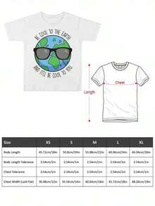 Girls' Graphic Tee Cool Earth Print  Soft Cotton Blend, Short Sleeve Top For Casual Style &  Awareness  A Fun & Fashionable Statement Piece! - 白色 - 查看 3