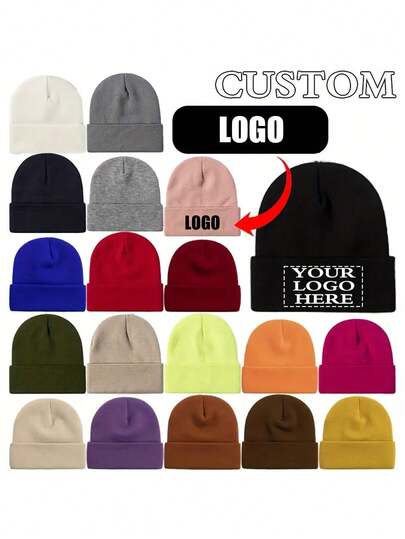 1Pc Customized Casual Knitted Hat,Personalized Hat, For Everyday Wear Winter Christmas Hat,Customized With Team, Class, Family Logo Or Name, Men And Women Beanie Ski Hat Fall Outfit,Perfect For Outdoor Activities And Everyday Wear In A Warm Unisex Style