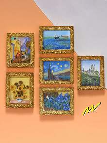 1 قطعة لوحة منظر طبيعي مغناطيسية إبداعية، ملصق مغناطيسي منزلي ثلاثي الأبعاد، إطار لوحة زيتية مغناطيسية للديكور - متعدد الألوان - مشاهدة 8