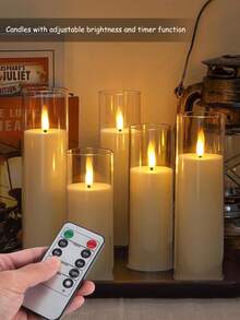 5-Pack Flameless Candle Lights With Timer/Remote Control, Battery Operated, LED Votive Candle Lights, Romantic Atmosphere Decorative Lights, Smokeless Electronic LED Candles For Christmas, Birthday, Home, Wedding, Birthday Decoration, Valentine's Day, Corporate Parties - 白色 - 查看 1
