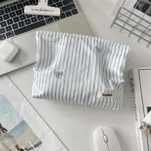 1 件格子蓝色刺绣花卉化妆包，女士口红收纳袋，化妆刷架旅行必备品，适合假期化妆包，化妆收纳旅行包，女士 - 彩色 - 查看 15