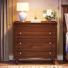 31.5" Oversized Nightstand With 3 Drawers, Farmhouse Bedside Table With Mental Handles For Bedroom And Home, Brown - 棕色 - 查看 2