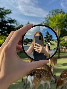 装饰艺术圆形壁镜 - 全身水平壁挂式镜子，带塑料框架，无需电力 | 客厅、卧室、玄关、浴室墙面装饰的家居装饰，用于试穿服装的自拍镜，房间装饰 - 彩色 - 查看 9