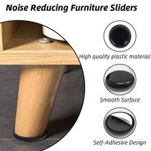 12/24 Pcs Sliding Furniture Slides/Furniture Floor Protectors - Self-Stick Silent Slides For Carpets And Hard Floors - Scratch Resistant Design Slides, Suitable For Sliding Furniture And Appliances(Black)