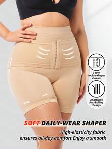 FLARIXA Quần lót định hình cạp cao liền mạch cỡ lớn cho nữ, quần lót định hình có khóa dán, quần lót định hình eo, quần lót định hình đùi - Màu be - Xem 4