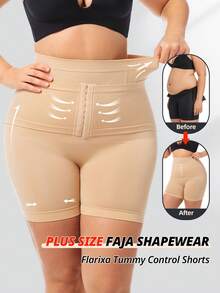 FLARIXA Quần lót định hình cạp cao liền mạch cỡ lớn cho nữ, quần lót định hình có khóa dán, quần lót định hình eo, quần lót định hình đùi - Màu be - Xem 6