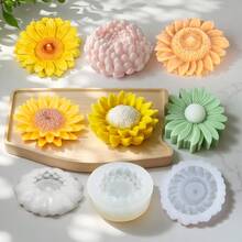 1 件向日葵硅胶蜡烛模具适用于 3D 芳香疗法 DIY、肥皂、粘土、石膏、环氧树脂工艺、节日礼物 - 白色 - 查看 2