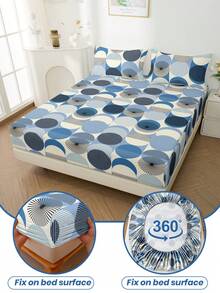 1 Peça Lençol Ajustável, Essencial de Roupa de Cama Respirável, Ultra Macio e Amigo da Pele, Protetor de Colchão Envolvido em 360°, Anti-Deslizante e Resistente a Rugas, Disponível nos Tamanhos Twin/Full/King/Queen, Design de Padrão Circular Estilizado, Lavável em Máquina, Decoração de Outono, Decoração Aconchegante para Quarto