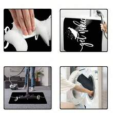 1PC Fun Quick Dry Bathroom Mat Absorbent Non-Slip Bathroom Rug Thin Starter Bathroom Floor Mat For Bathtub, Shower Room, Sink Home Bathroom Decor Floor Carpet Outdoor Rug Door Mat Summer Bathroom Accessories - Black and White - View 7