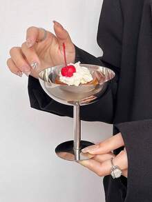 1 件不锈钢甜点碗、冰淇淋杯、高脚杯饮料杯、家用下午茶杯 - 銀色 - 查看 9