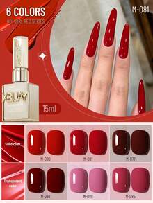 XEIJAYI 6 件指甲油凝胶红色指甲油凝胶套装美白光疗凝胶套装牢固持久 UV LED 浸泡指甲油，DIY 沙龙品质指甲油 - 彩色 - 查看 3
